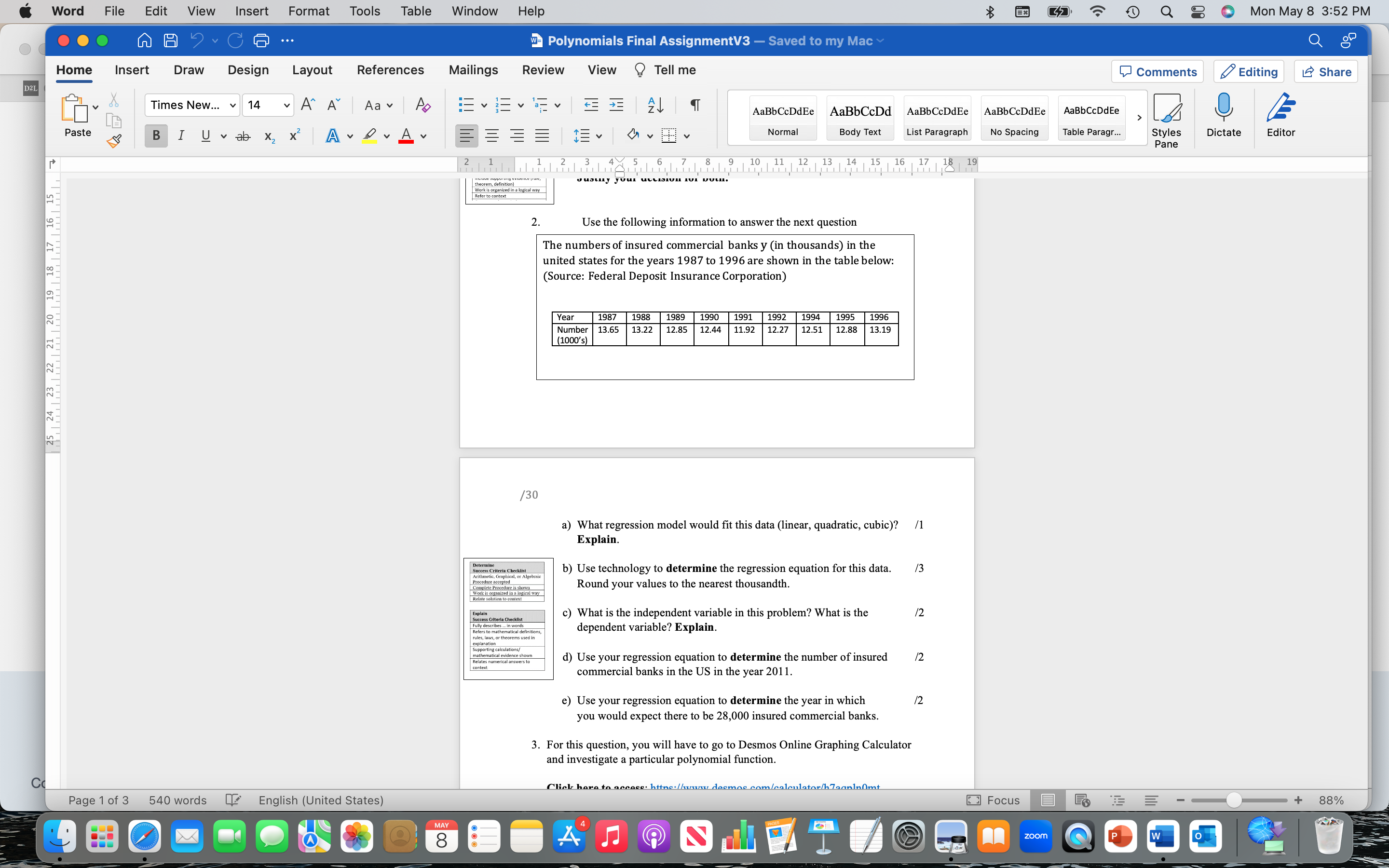 Just question two I need help with Word File Edit View Insert
