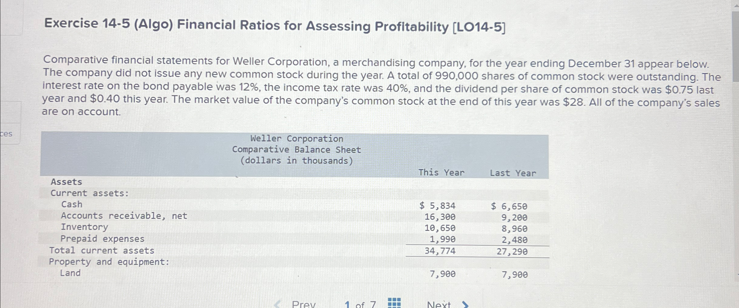for Weller Corporation, a merchandising company, for the year ending December 31