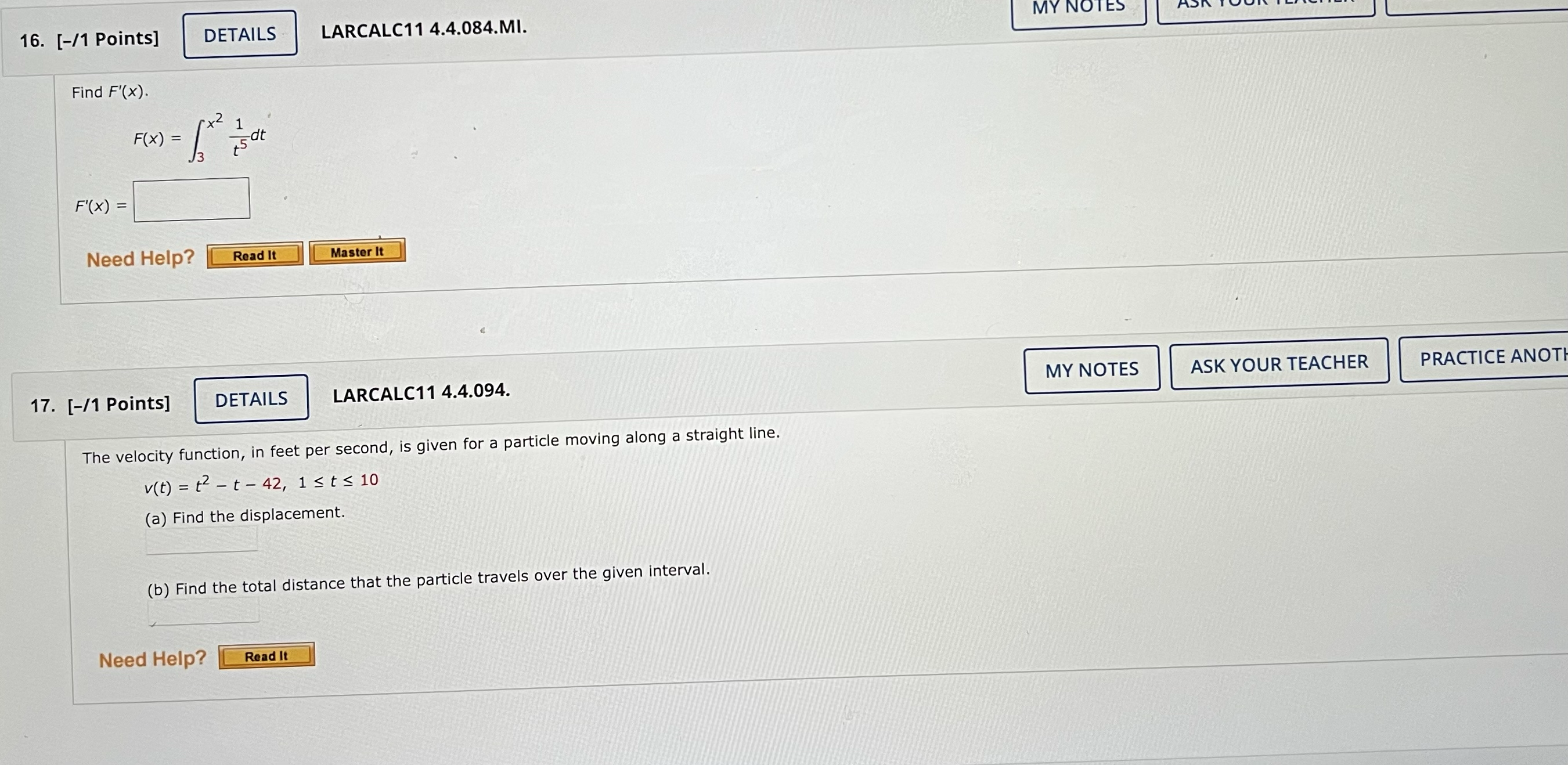 It Submit Answer 8. [-/1 Points] DETAILS LARCALC11 4.4.048. MY NOTES ASK