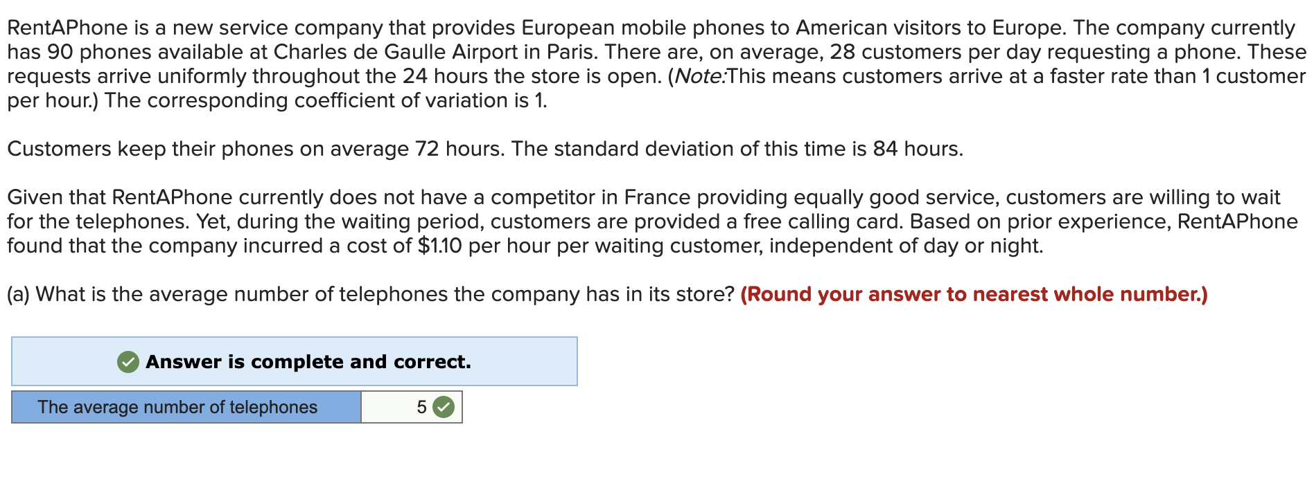 Solve for C RentAPhone is a new service company that provides