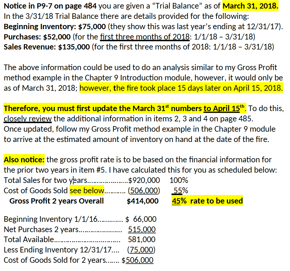 in P9-7 on page 484 you are given a "Trial Balance\" as