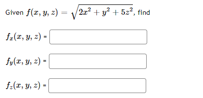 Given f(x, y, 2) = 2x* + y' + 52 ,