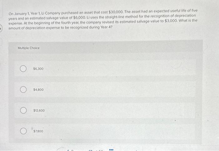 of five years and an estimated salvage value of $6 , 000