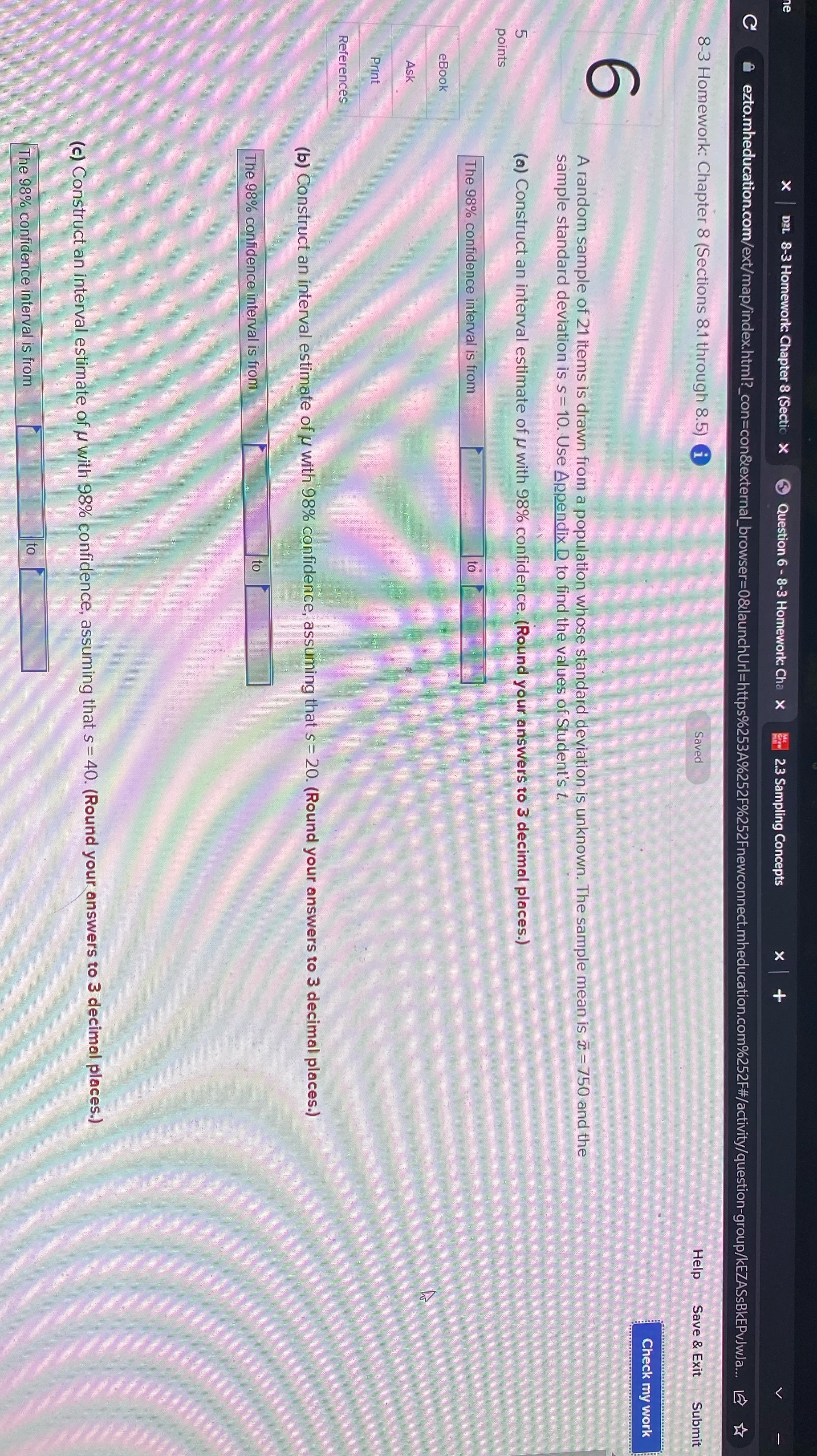  X D2L. 8-3 Homework: Chapter 8 (Section X Question 6 -