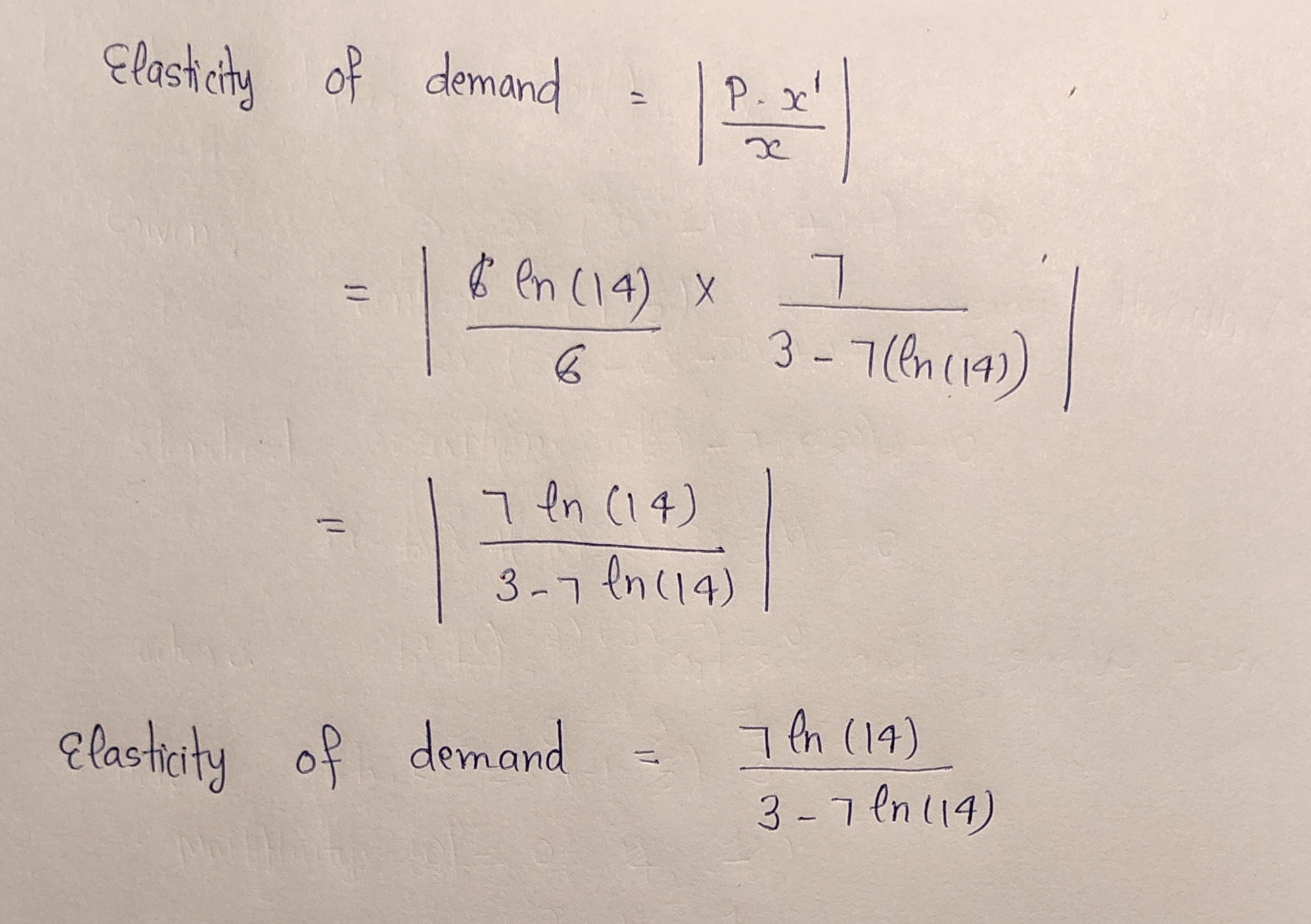 measured in units of a thousand. Compute the price, p, when x