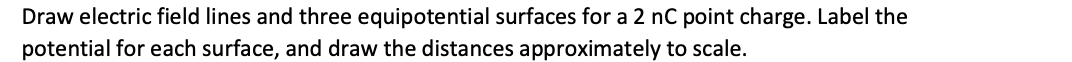 Draw electric field lines and three equipotential surfaces for a 2