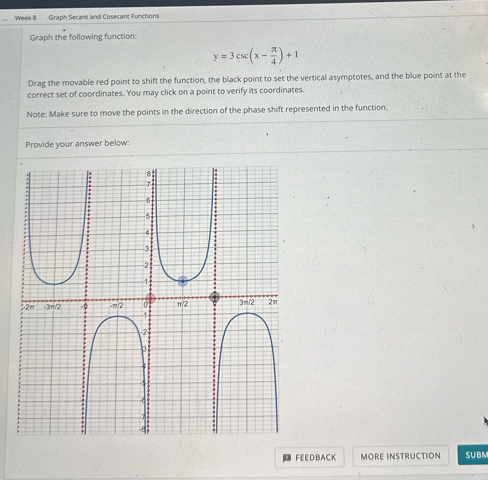 Please illustrate on a graph please Week 8 Graph Secant and Cosecant