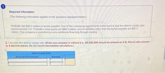 Thrillyille has $40.3 milion in bonds payable. One of the contractual agreements