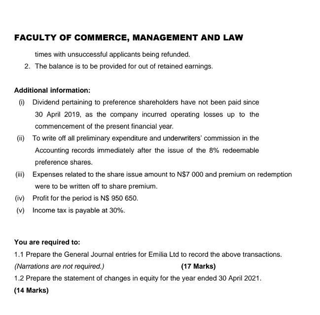 Emilia Ltd had these balances in their records: 700 000 300 000