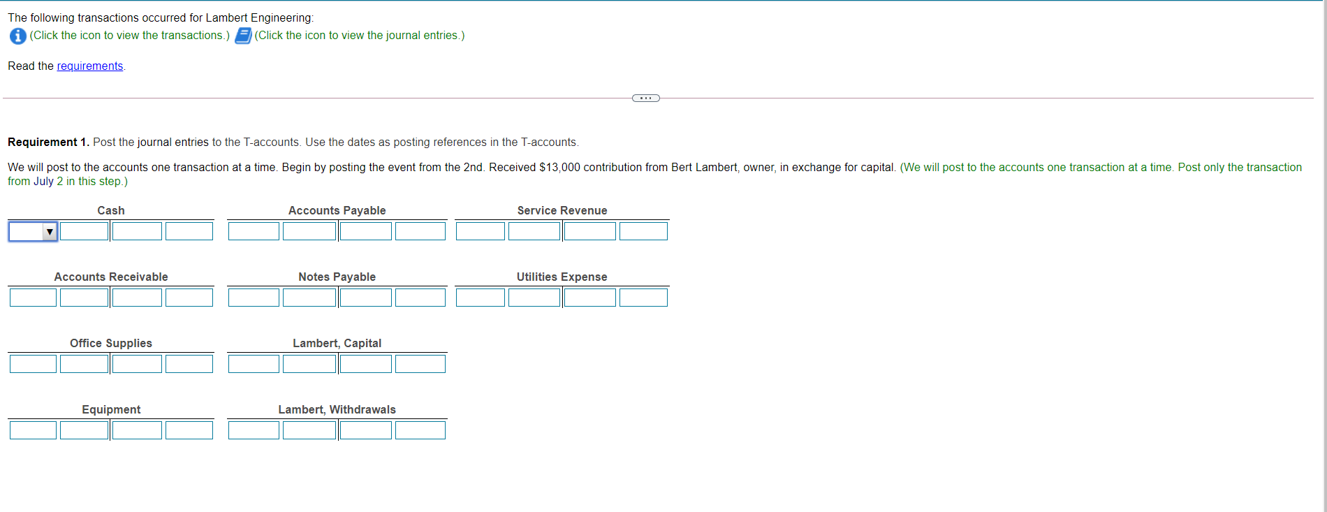 view the transactions.) 5 (Click the icon to view the journal entries.)