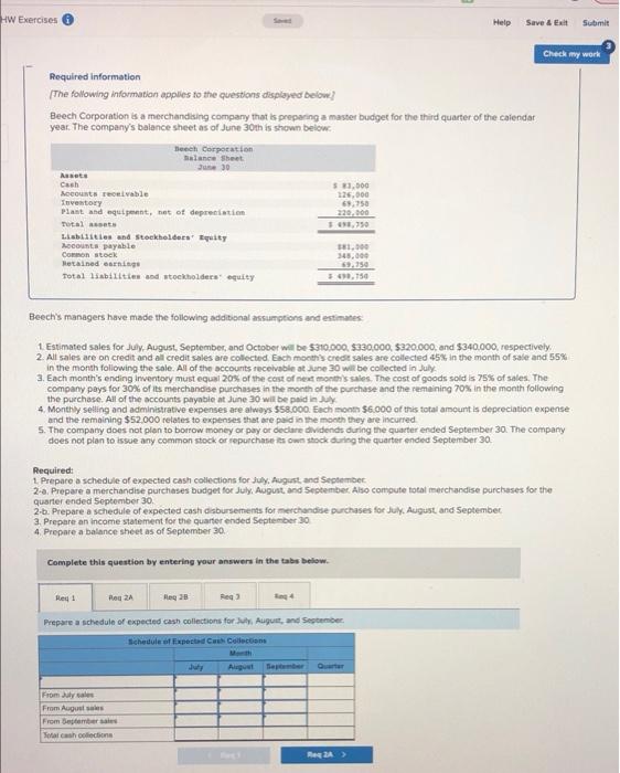 HW Exercises HelpSave & Ext Submit Check my work Required Information