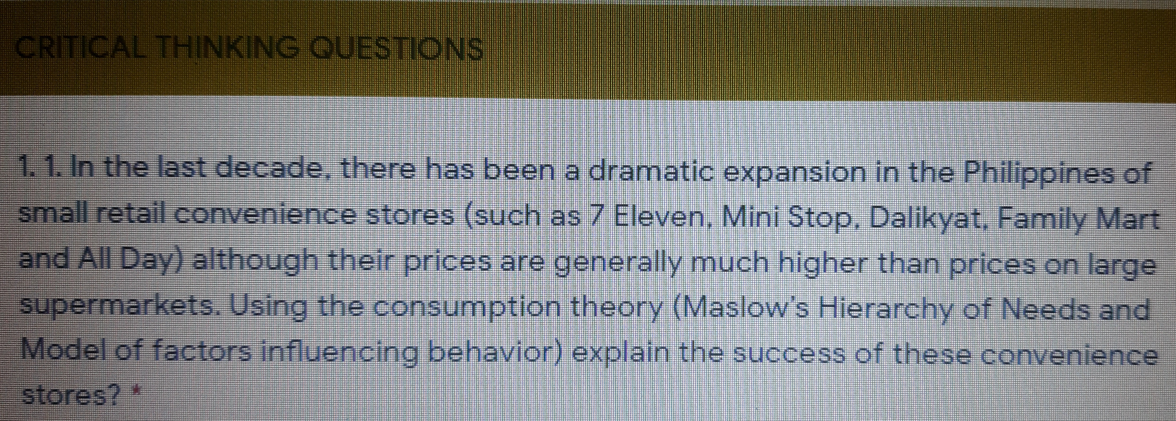 Please help me answer the following question: (Briefly explain the answer) CRITICAL