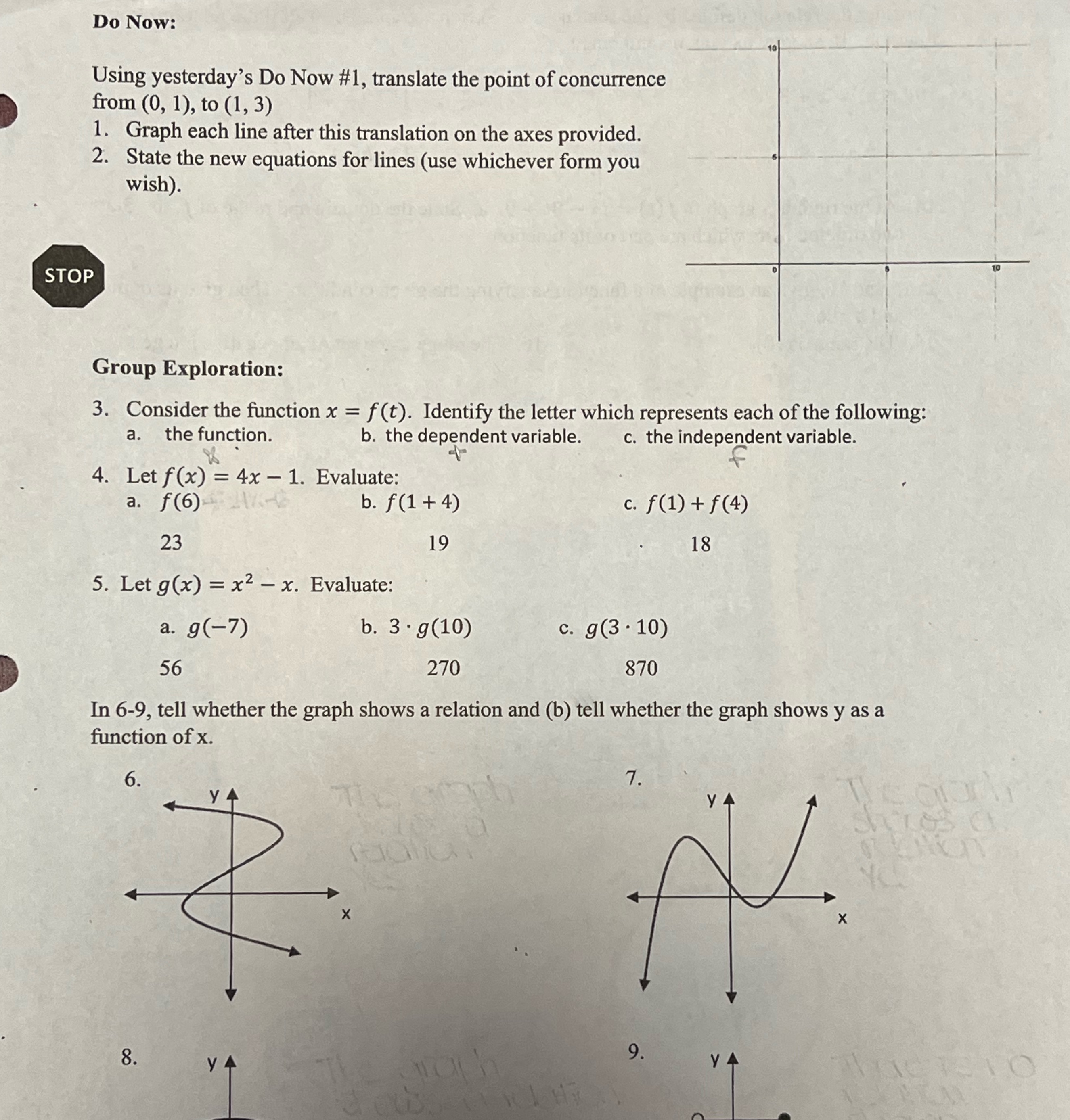I need help with this Do Now: Using yesterday's Do Now #1,
