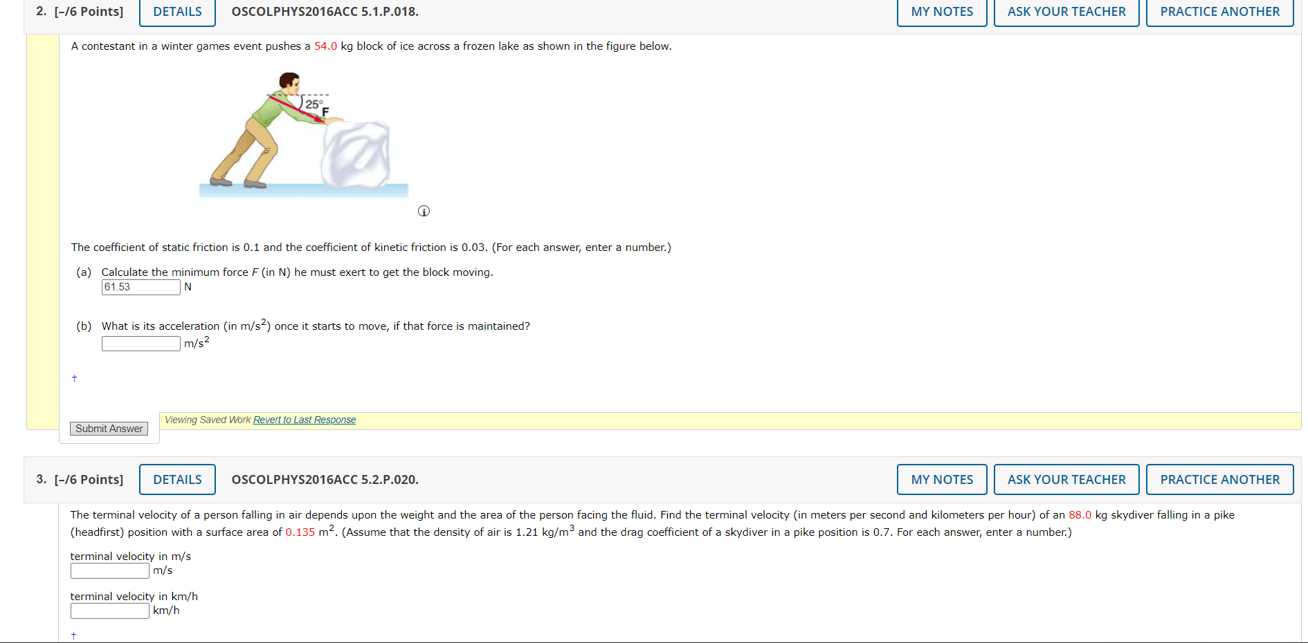 answers by question parts. The number of submissions remaining for each question