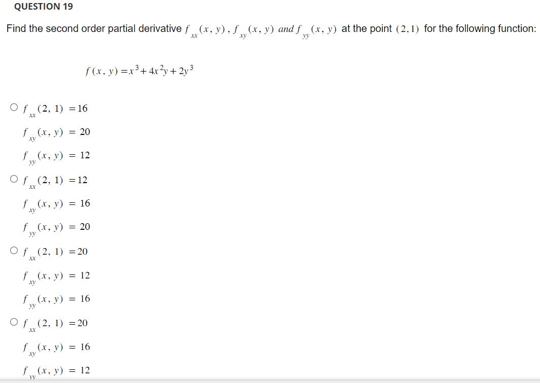 4) which of the following partial derivative is equal to zero? Of
