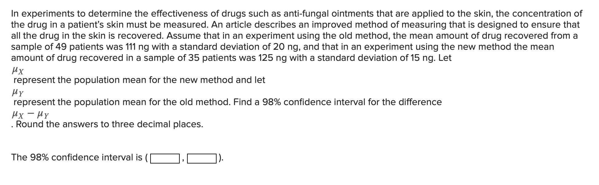 manufactured by this process that are defective. Find a 95% condence interval