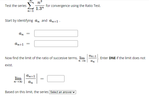 (2n + 1)! The limit of the ratio test simplifies to lim