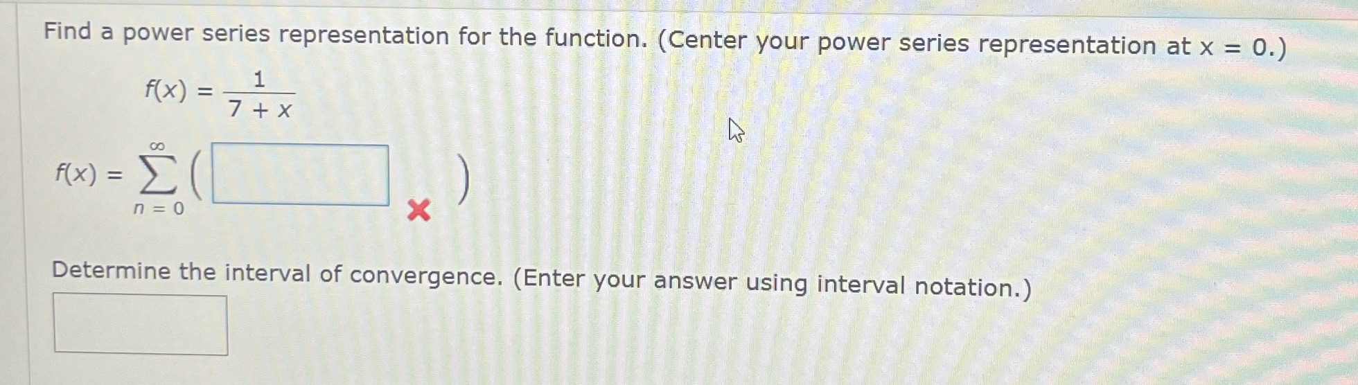 How do I solve this? Find a power series representation for the