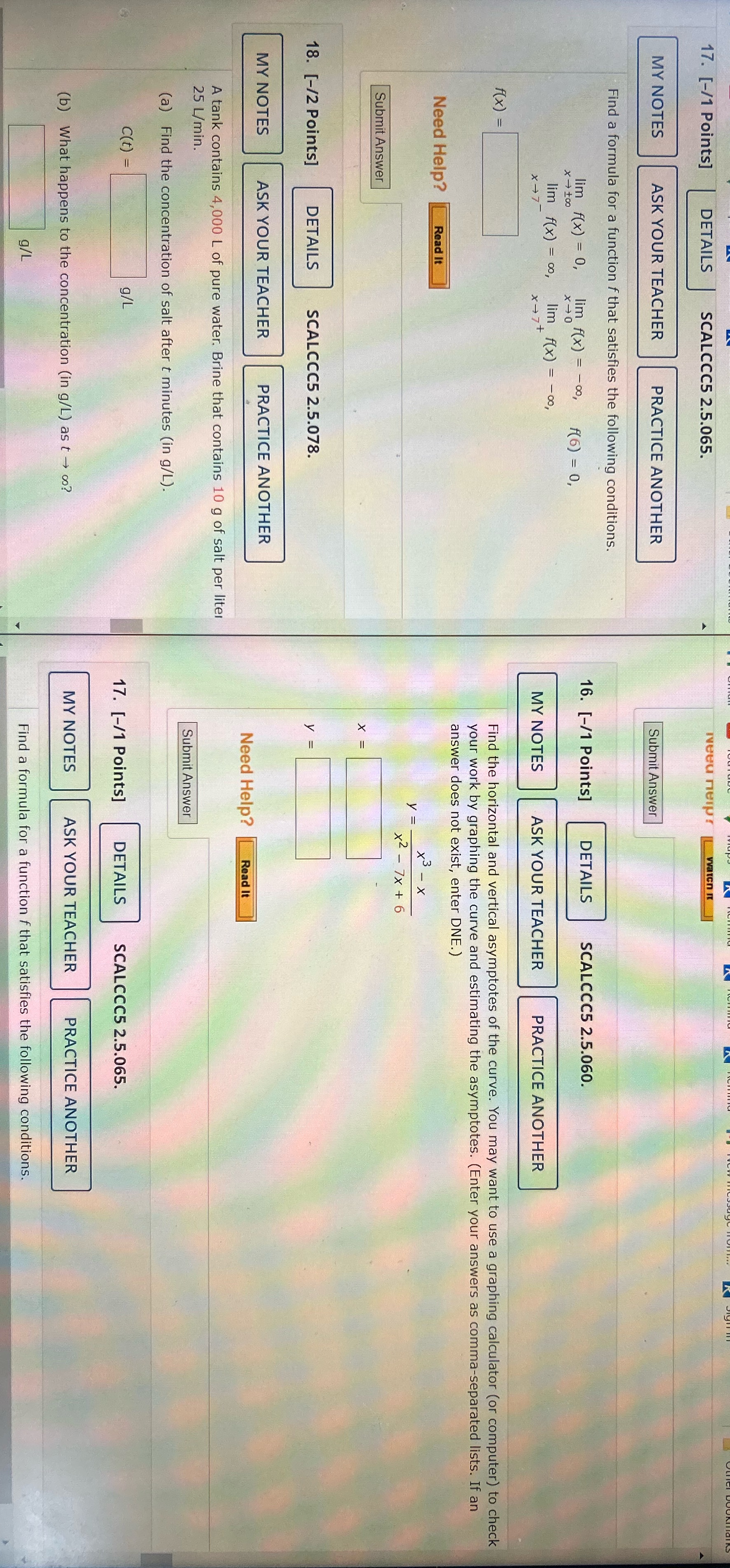 Please I need help with question 16,17,18 17. [-/1 Points] DETAILS SCALCCC5
