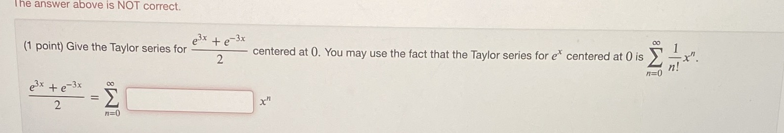 How do i solve this The answer above is NOT correct. ex