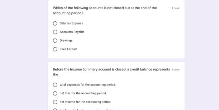 Salaries Expense Accounts Payable Drawings Fees Earned O Before the Income Summary