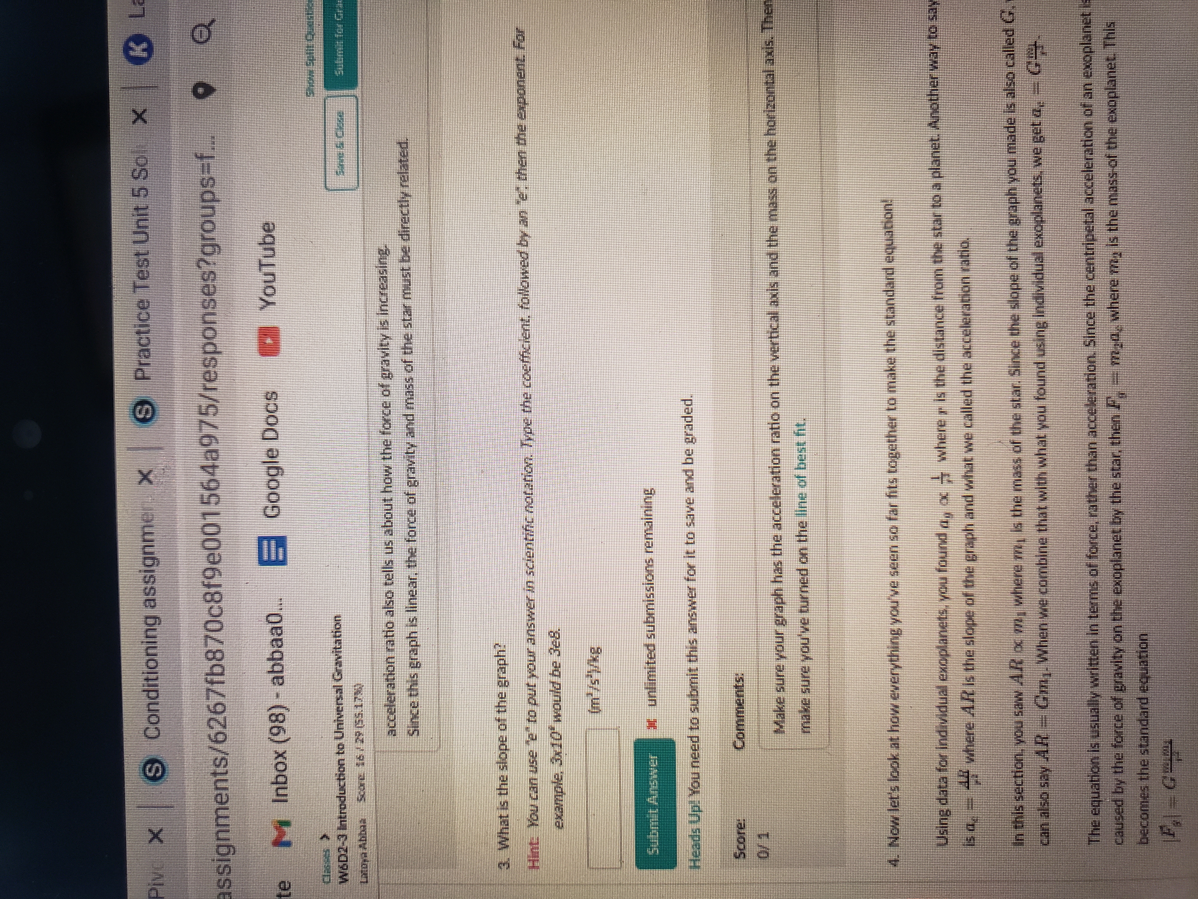 | Piv x S Conditioning assignmer x S Practice Test Unit 5