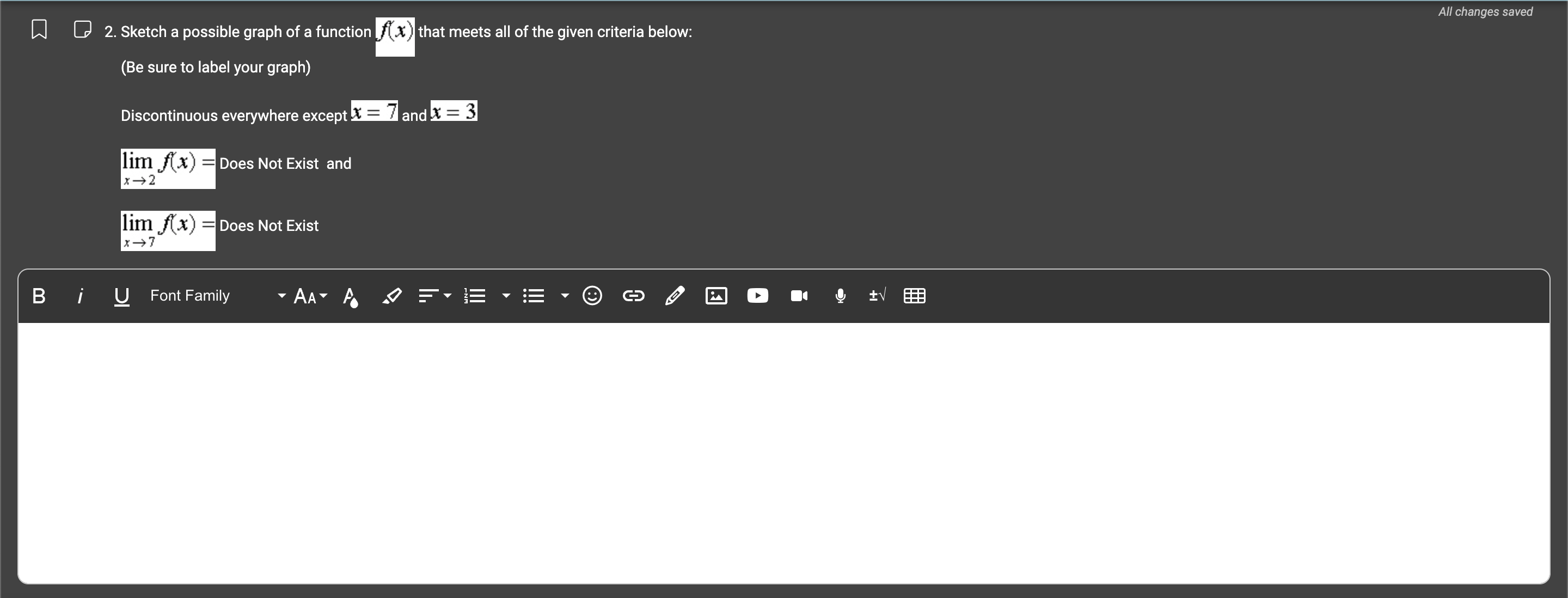 a function \"that meets all of the given criteria below: (Be sure