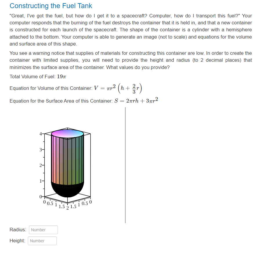 Need help with this question. Constructing the Fuel Tank "Great, We got