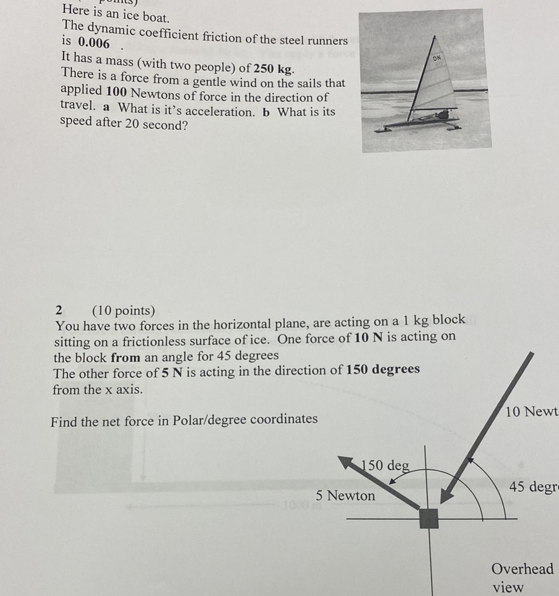  Here is an ice boat. is 0.006 The dynamic coefficient friction