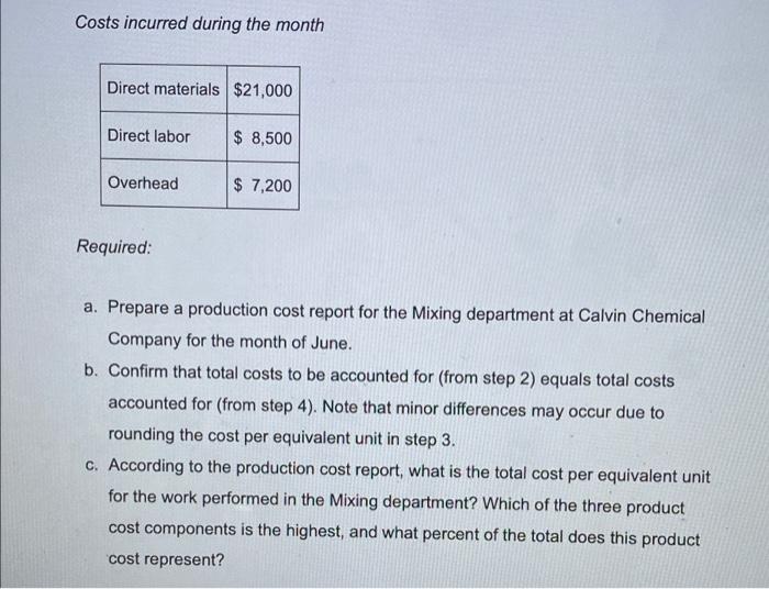 at Calvin Chemical began the month of June with 5,000 units (gallons)