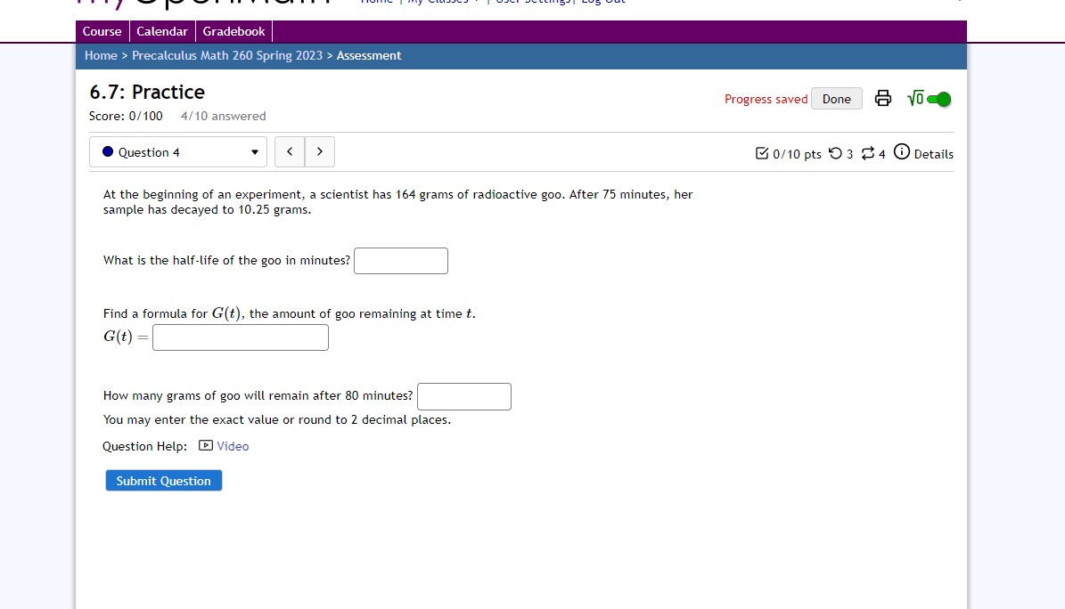 exact value or round to 2 decimal places. Question Help: Video Submit