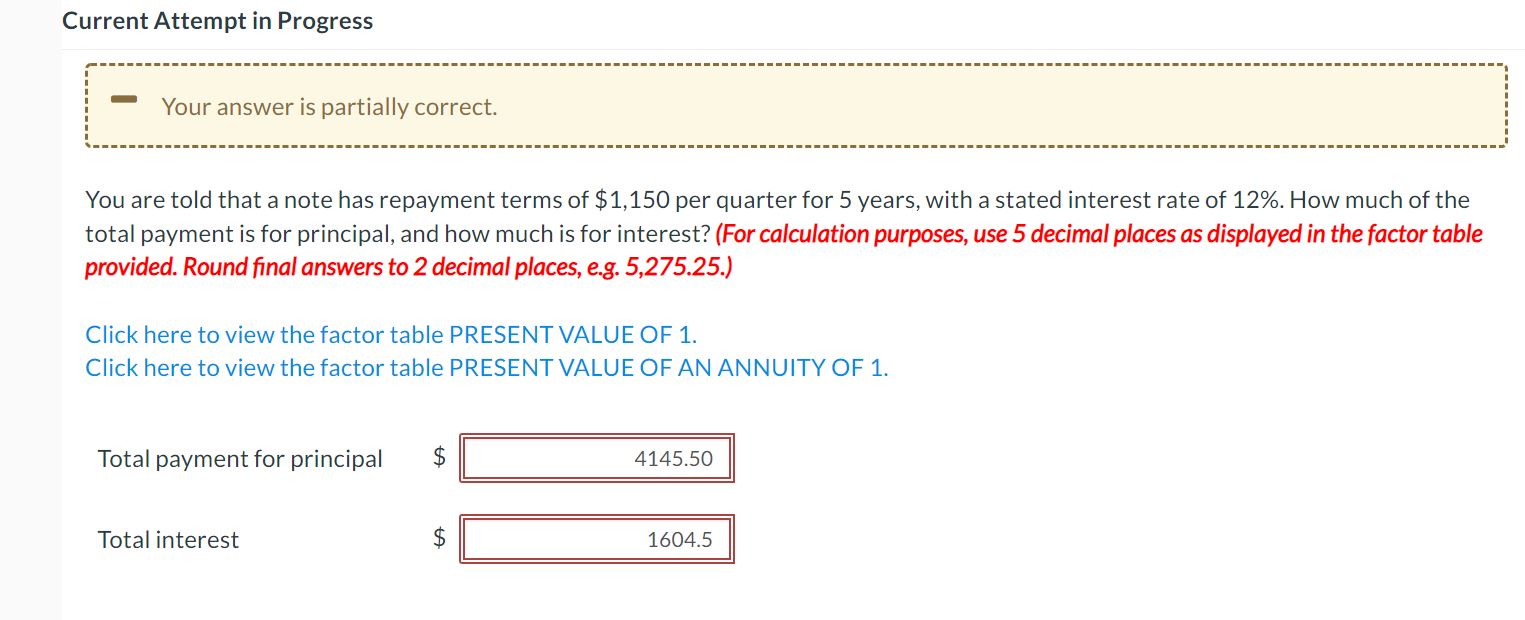  Current Attempt in Progress Your answer is partially correct. You are