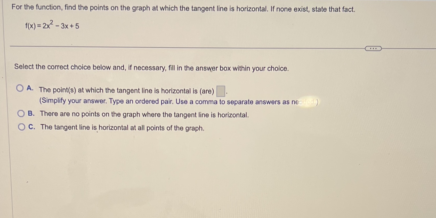  For the function, find the points on the graph at which