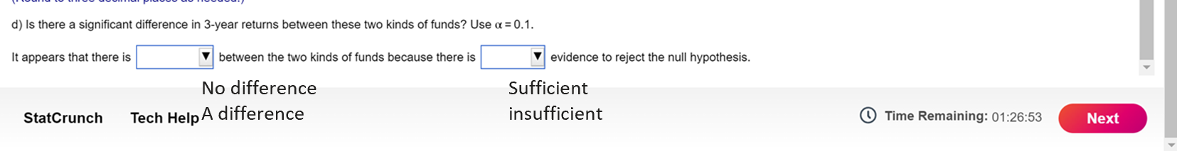  d) Is there a significant difference in 3-year returns between these