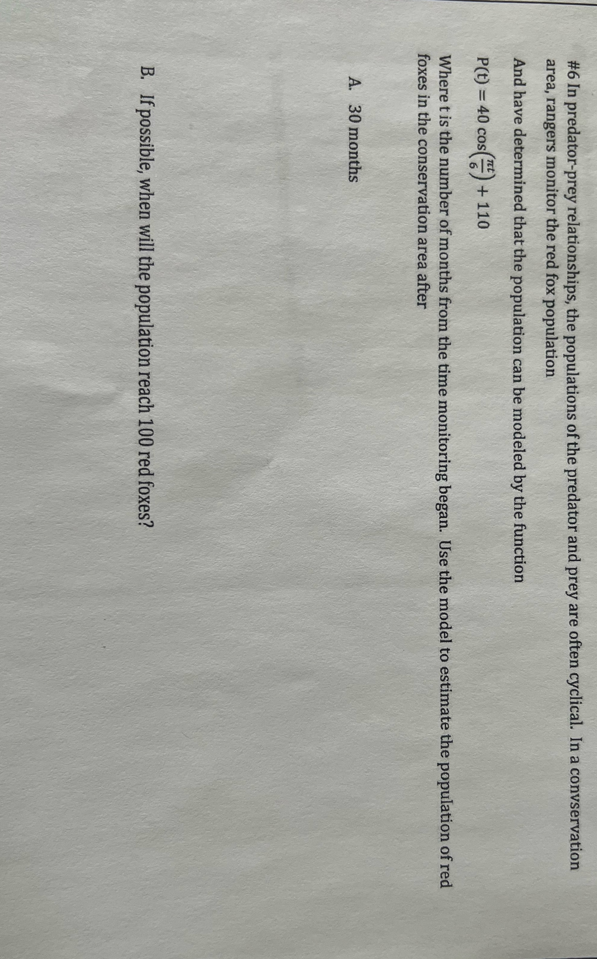 Number 6 A-B please show all work on a separate paper so