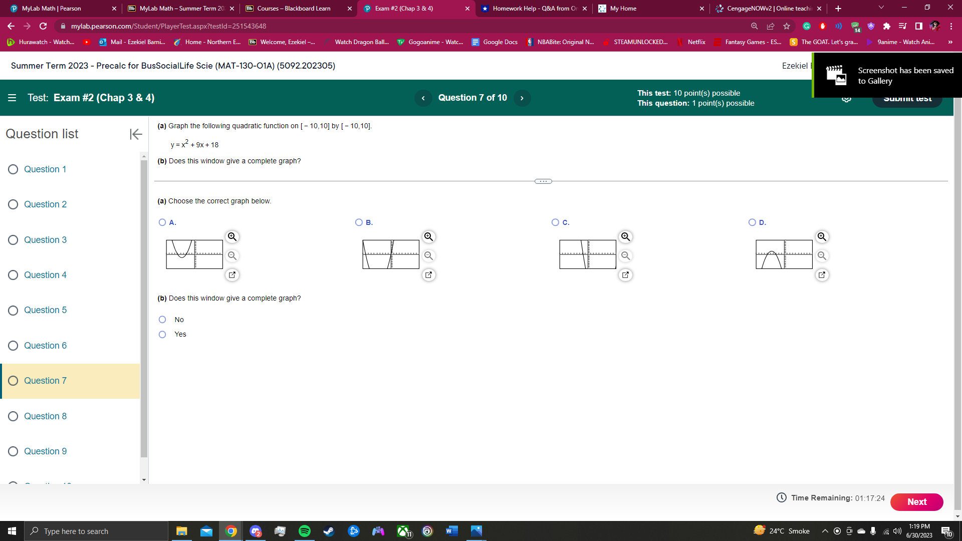 to Gallery Test: Exam #2 (Chap 3 & 4) Question 5 of