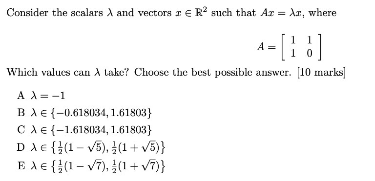  Consider the scalars )1 and vectors :1: E R2 such that