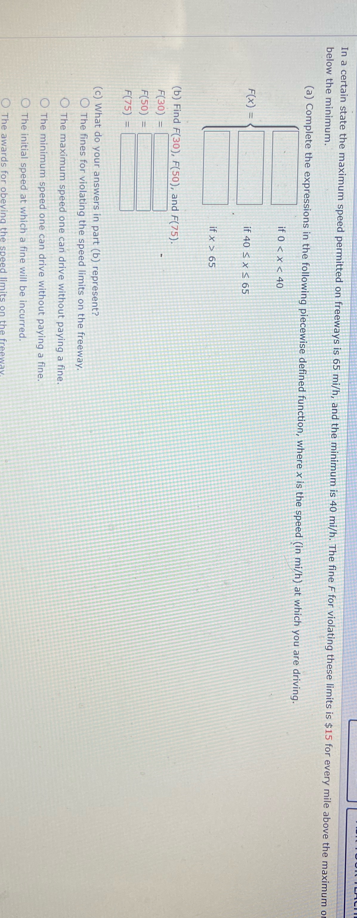 Need homework help In a certain state the maximum speed permitted on