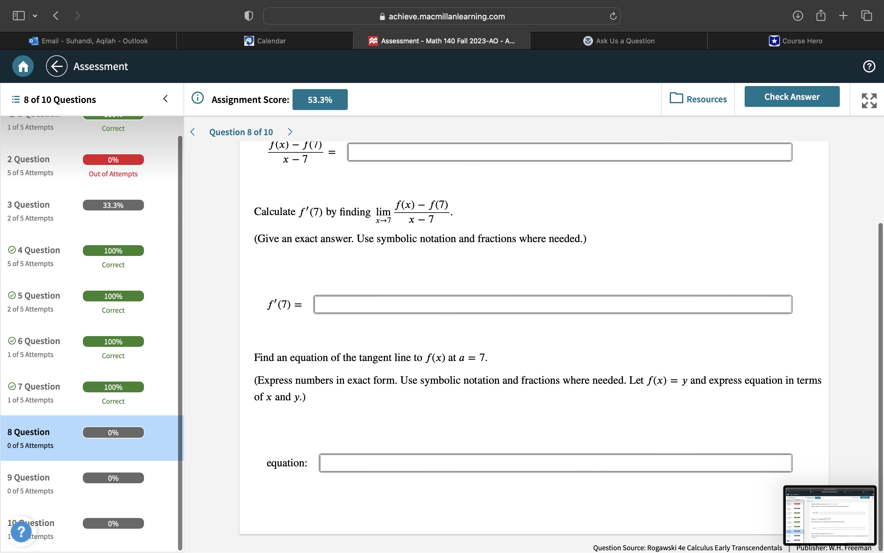 Hero Assessment ? 8 of 10 Questions