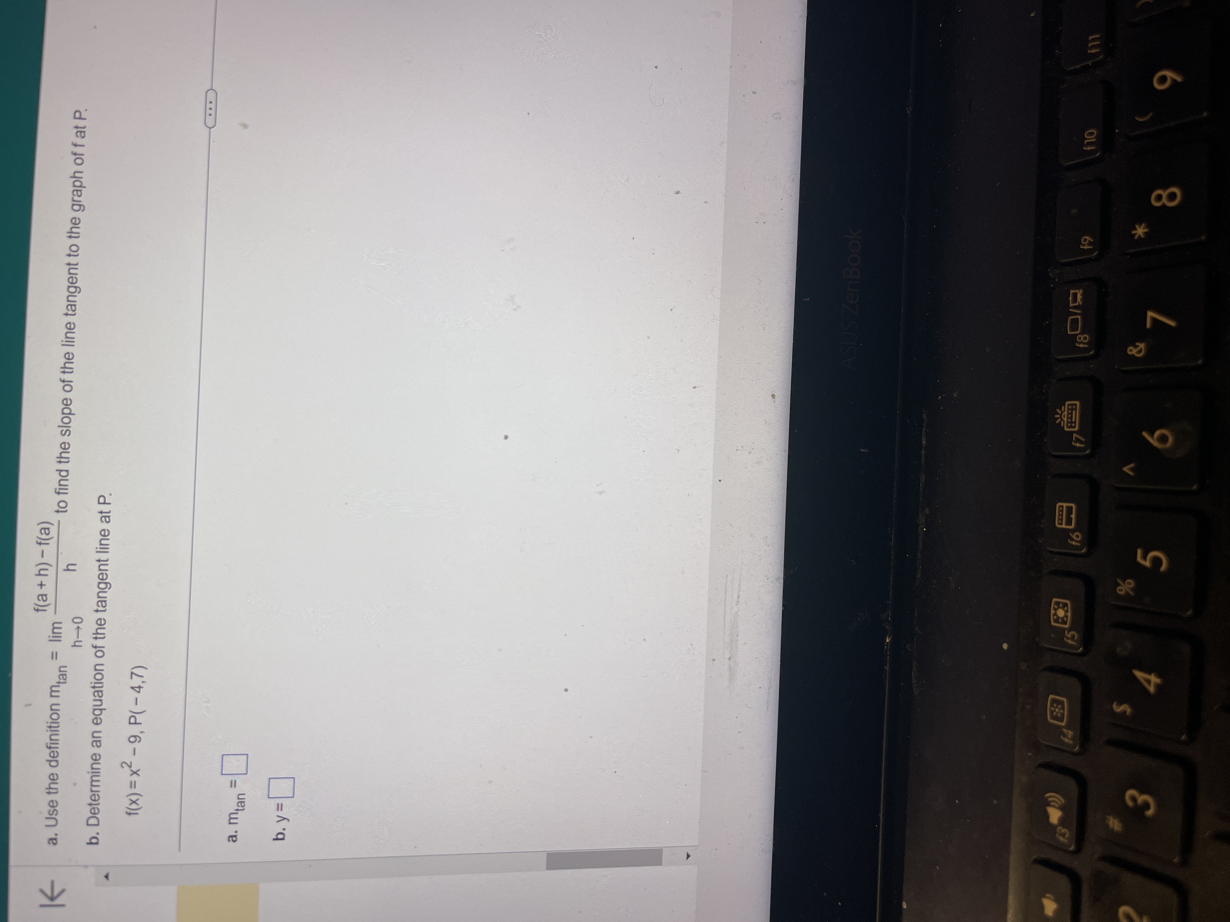 lim to find the slope of the line tangent to the graph