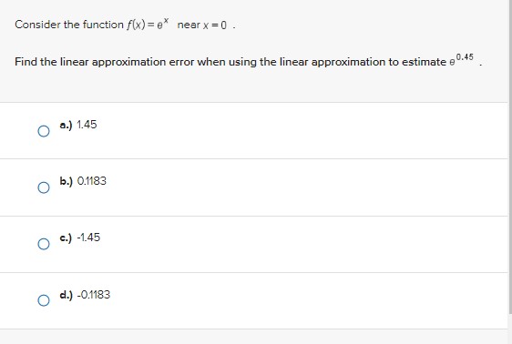 Find the error in calculations using linear approximation. Consider the function f(x)=