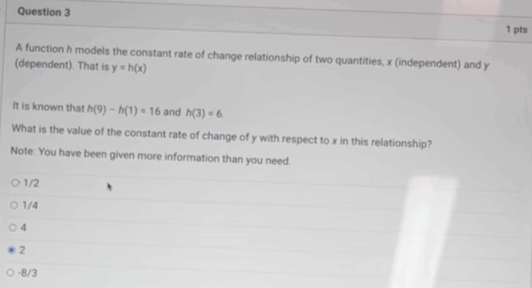 of change relationship of two quantities, x (independent) and y (dependent). That