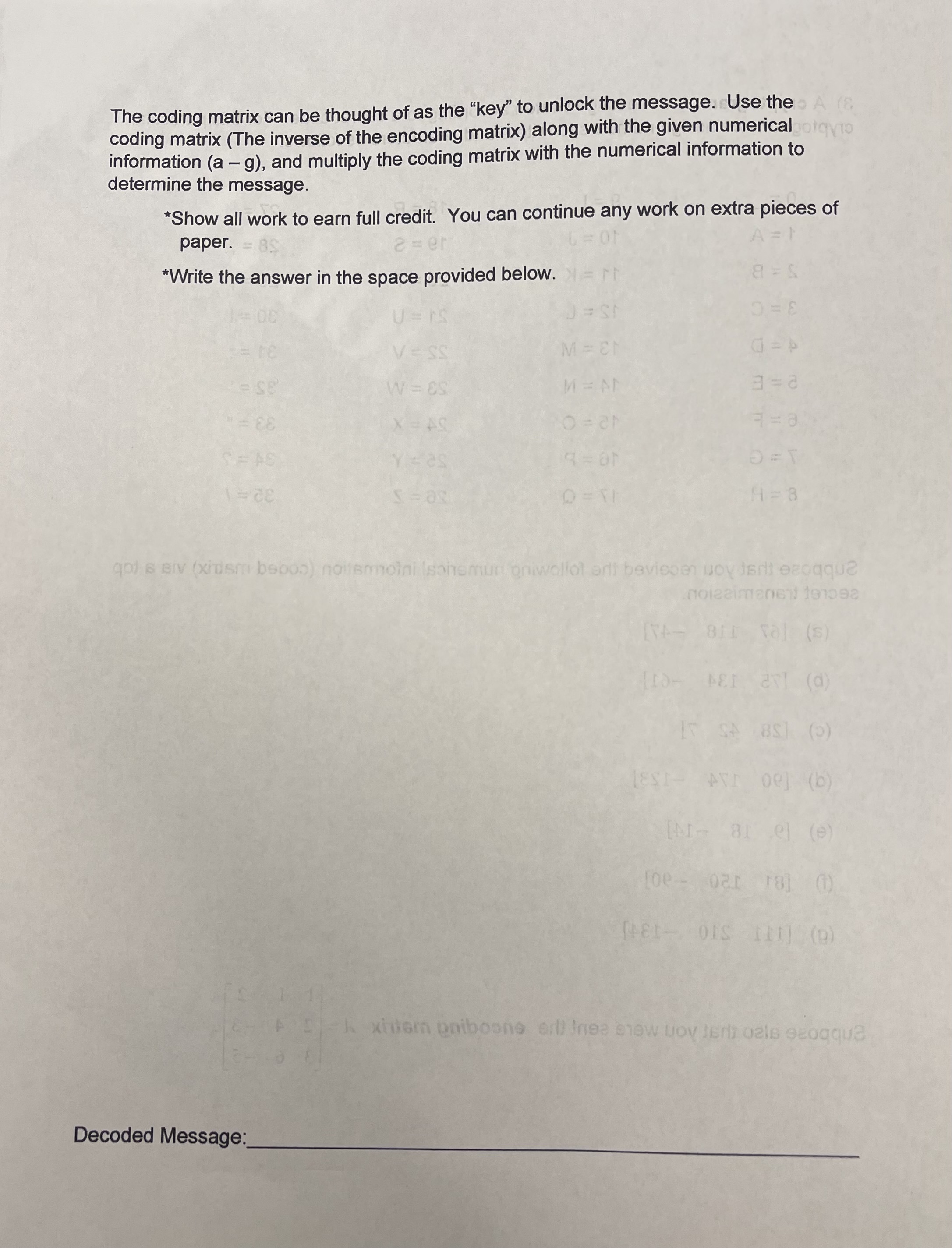 code. For this particular cryptogram, we assign numbers to letters and characters