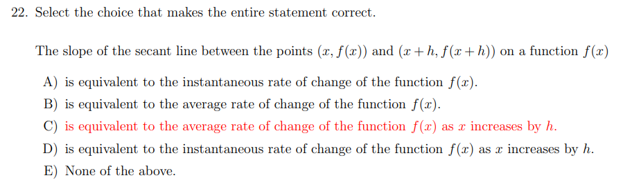 slope of the secant line between the points (3" xj) and (a: