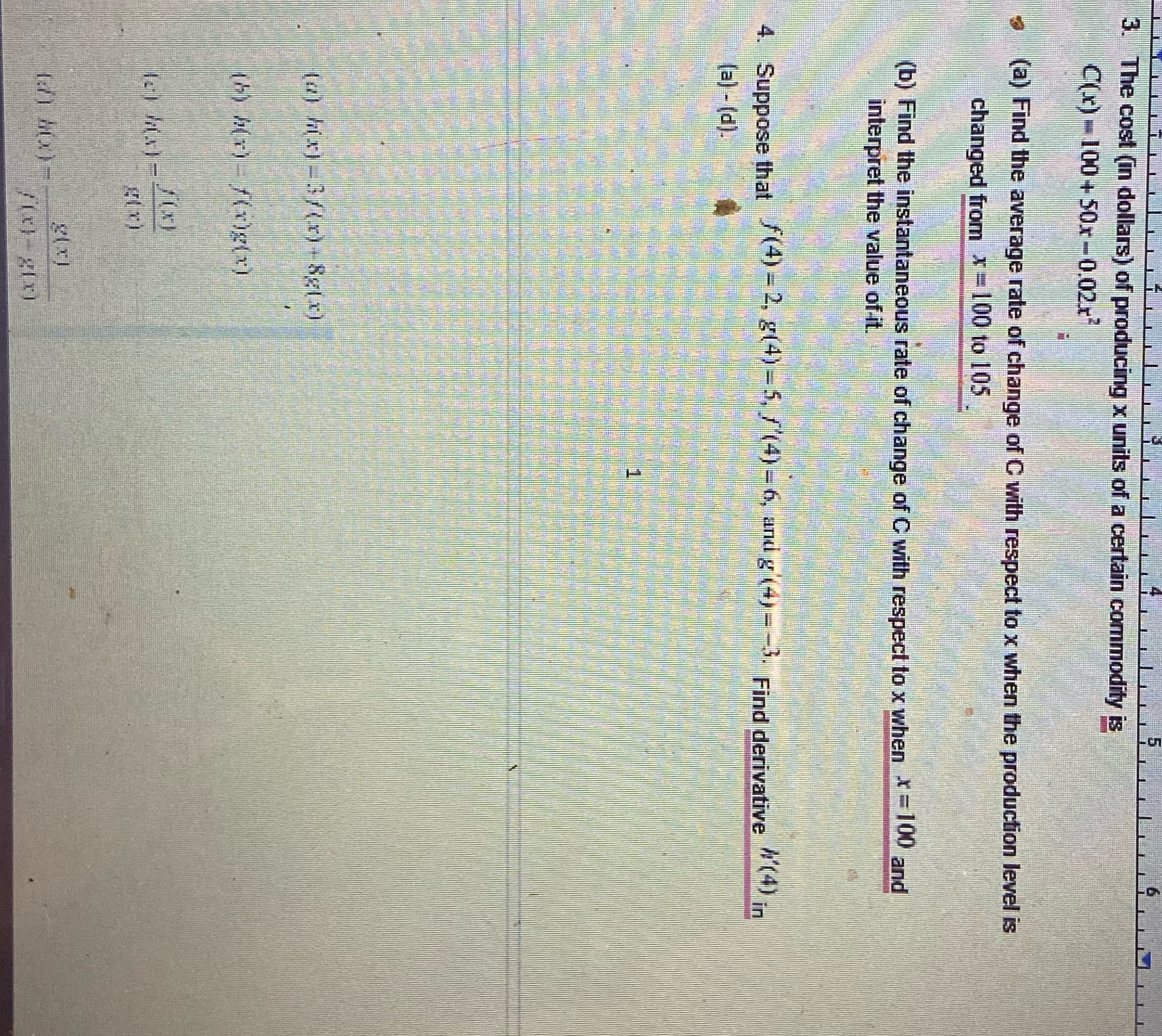 Please answer questions 3 and 4 (for question 4 section D the