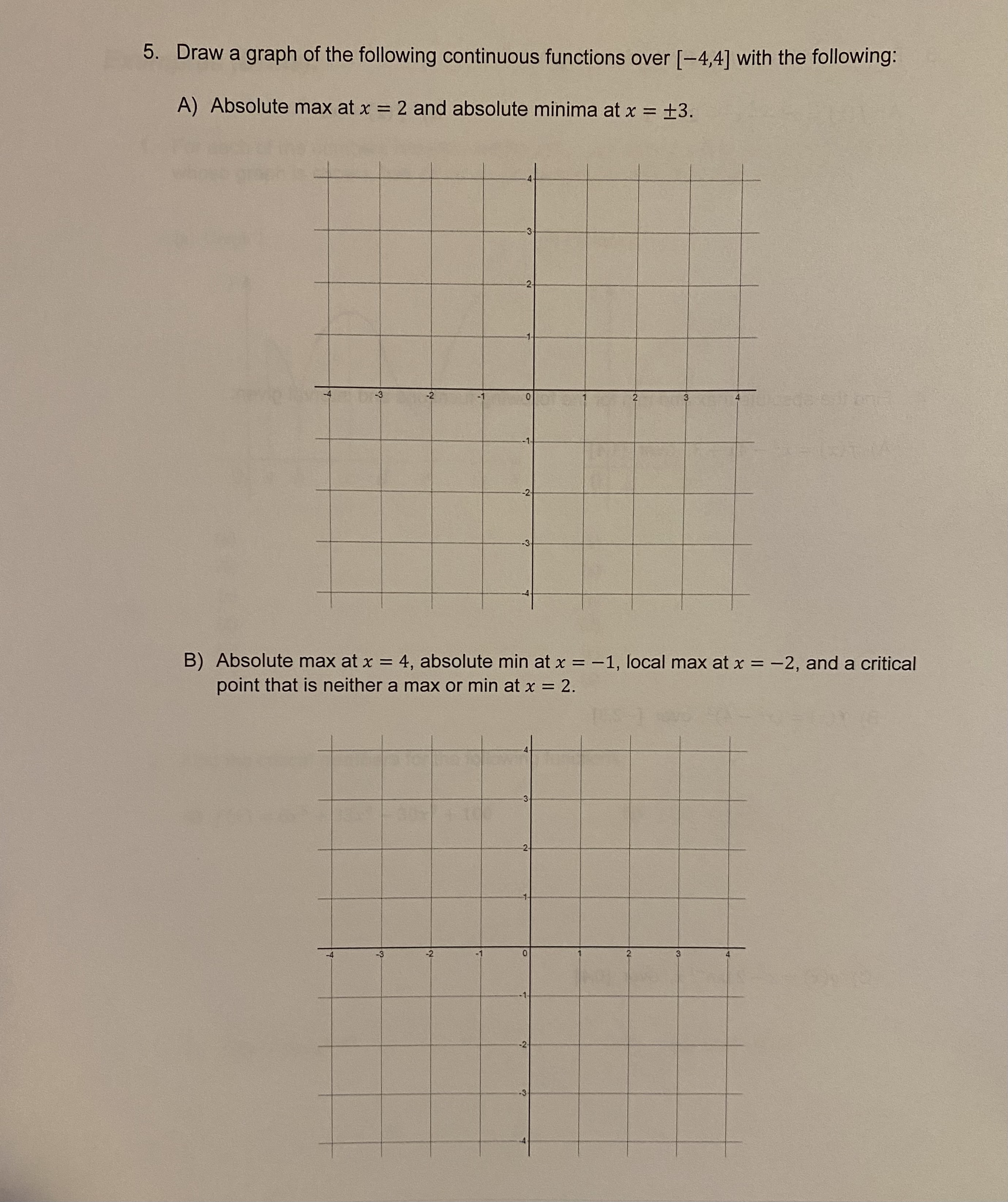 local max at x = -2, and a critical point that is