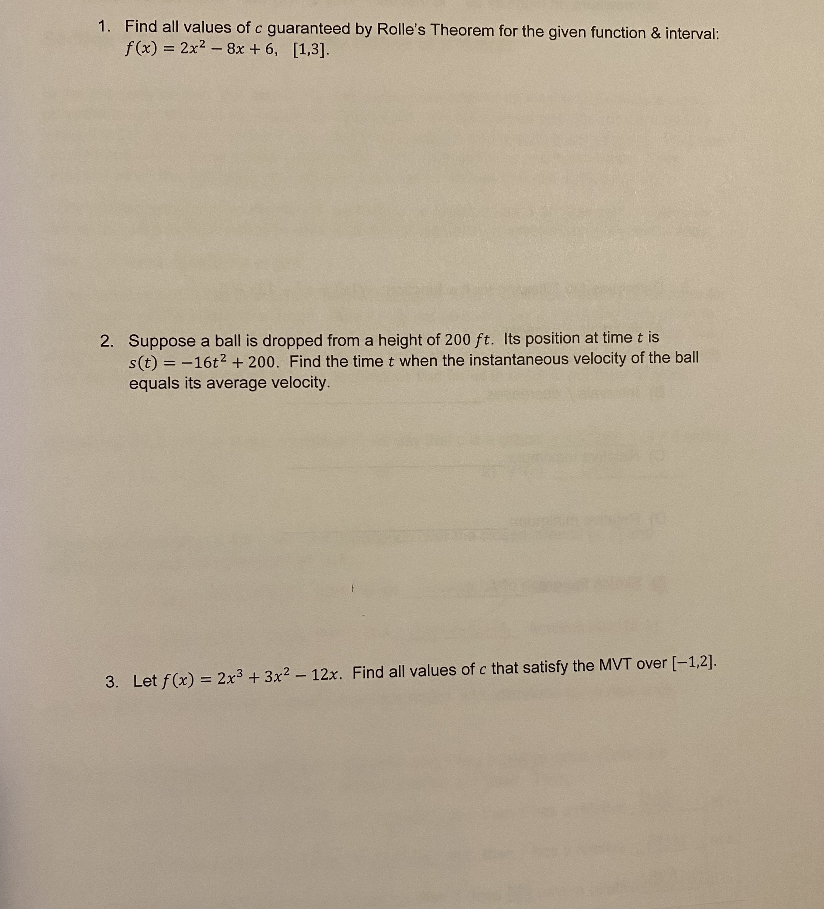 neither a max or min at x = 2.1. Find all values