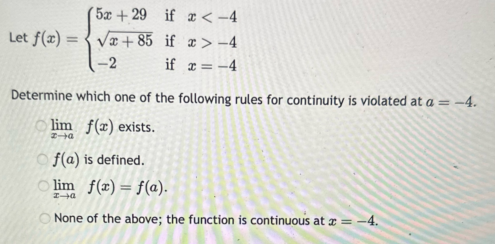 Please help me 5x + 29 if x -4 -2 if x