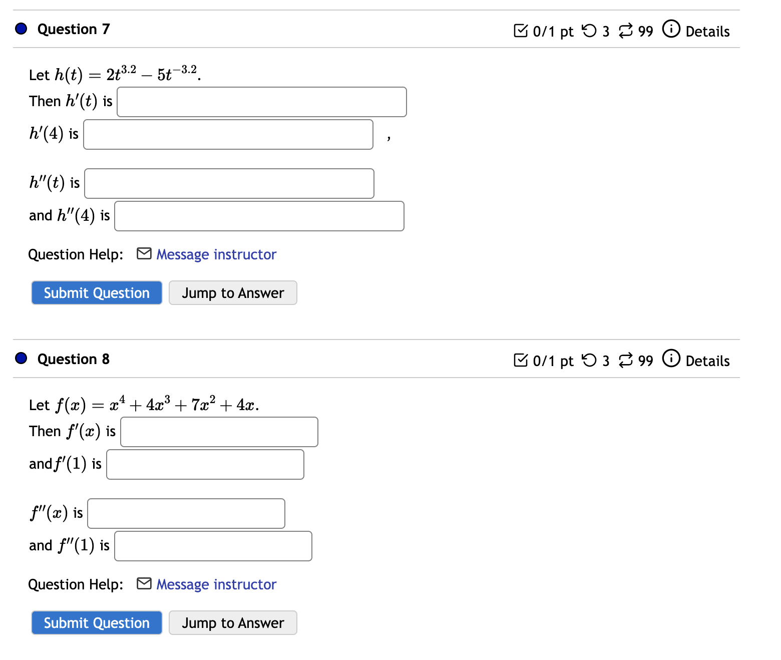 Answer 0 Question 2 B 0/1 pt '0 3 3 99 (D