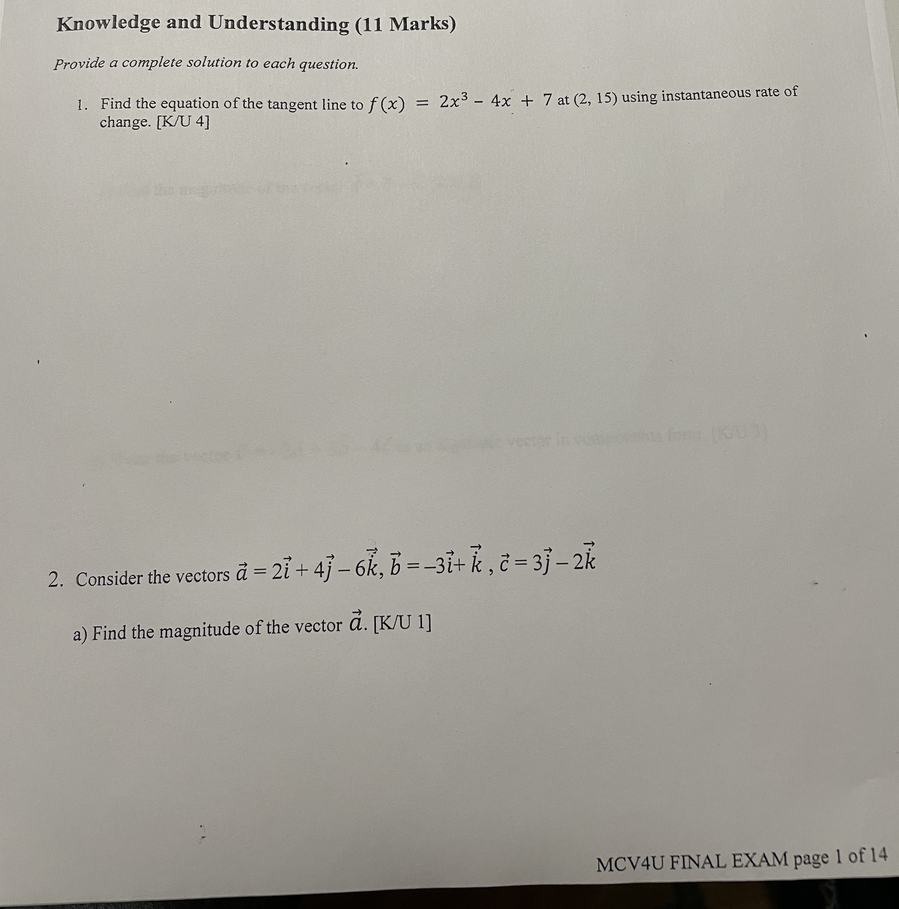question. 1. Find the equation of the tangent line to f (x)